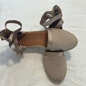 Gentle Souls Tan Espadrille Shoes with Ankle Tie